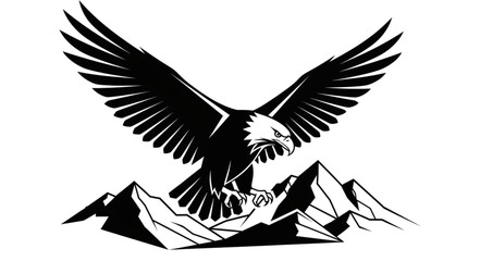 Fototapeta premium Majestic eagle soaring above rugged mountain peaks, a symbol of freedom and strength.