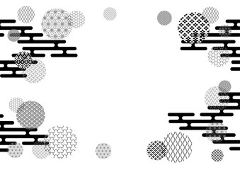 モノクロ和柄の背景デザイン