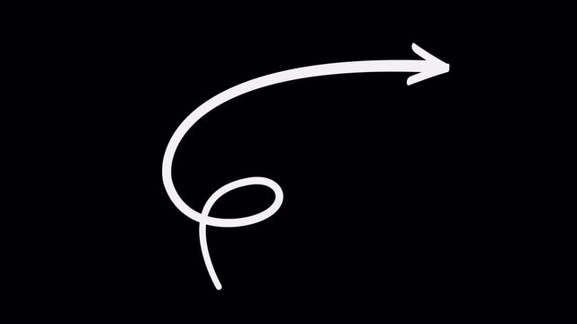 White Curved Doodle Arrow Swirl Directional Pointer 4K Video Animation