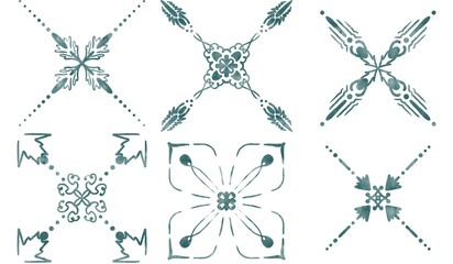 Green Watercolor Ornamental Tile Pattern Collection © ZoiaS