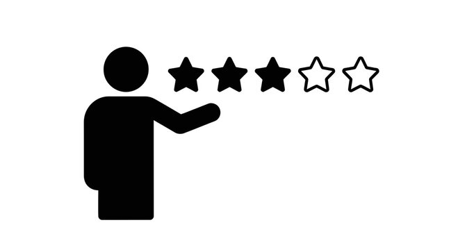 Person giving a rating with four stars.
