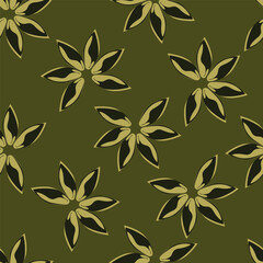 Seamless floral pattern, decorative ditsy print with gentle spring garden, wild plants. Cute botanical design with small hand drawn flowers, leaves, branches, herbs. Vector illustration.  © BALEE