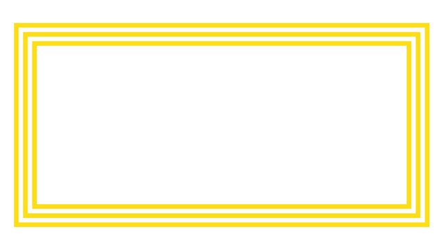Simple double yellow border frame on a white background, clean and modern design element for invitations or certificates