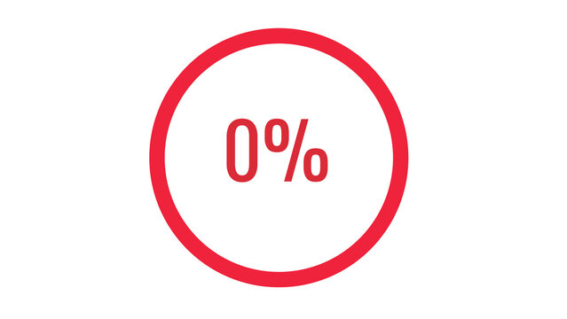 Zero Percent Complete Circle Graphic with Red Outline and Text, Showing Incomplete Status or Starting Point