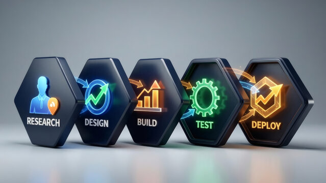Software Development Lifecycle Hexagon Icons