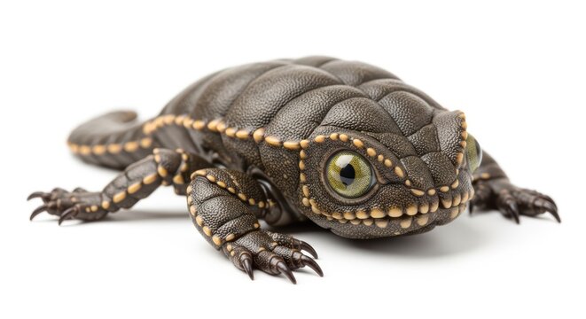 Armadillo girdled lizard close-up on white background
