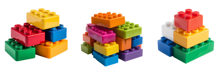 Fototapeta premium Set of Minimalistic shot of a red building block on a white surface on transparent png background. Ai generated