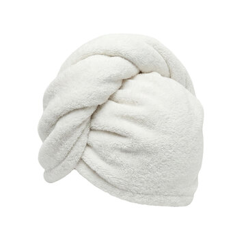 White microfiber hair drying towel wrap turban