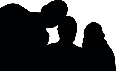 three people heads, silhouette vector