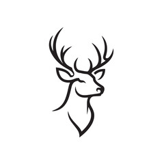 Fototapeta premium Modern Deer Head Logo Minimal Stag Antler Line Art Vector Illustration