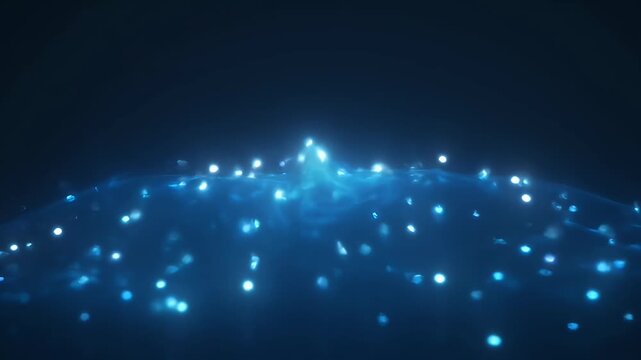 Abstract blue bokeh lights floating and glittering in a dark underwater scene
