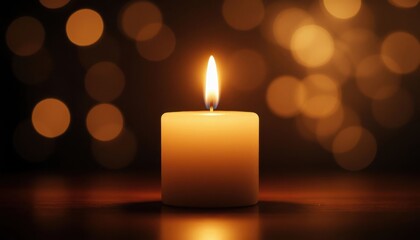 Single Candle Warm Bokeh