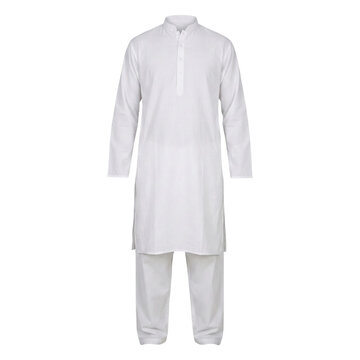 Traditional white cotton men kurta pajama clothing set