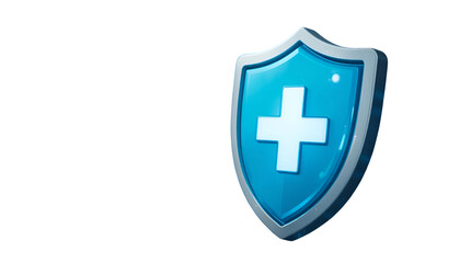 Obraz premium A blue shield with a white cross on a clean background