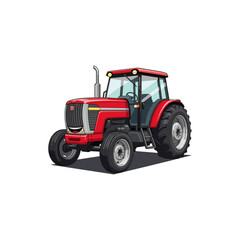 Obraz premium Friendly Red Tractor with a Smile