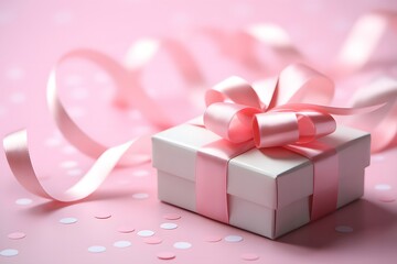 Happy mother's day gift ideas beautiful pink ribbon wrapped present