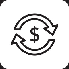 Obraz premium Money transfer and currency exchange arrows dollar symbol icon