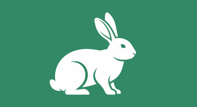 White Rabbit Illustration Simple Design Element.