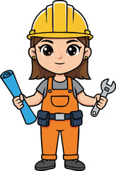 Fototapeta premium Woman engineer vector illustration, isolated