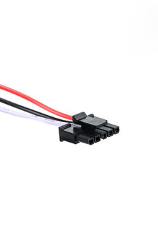 Black 5-Pin Molex Electrical Connector with Red, Black, and White Wires