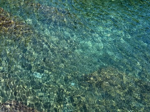 Sea water crystal clear surface background.
