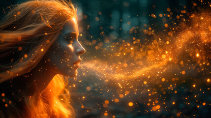 AI alchemist transforming raw data into a golden stream of knowledge