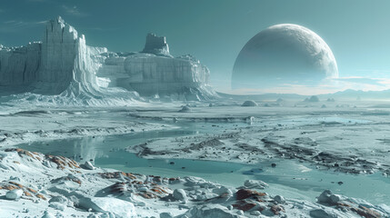 Unknown planet from outer space. Space nebula. Cosmic cluster of stars. Outer space background