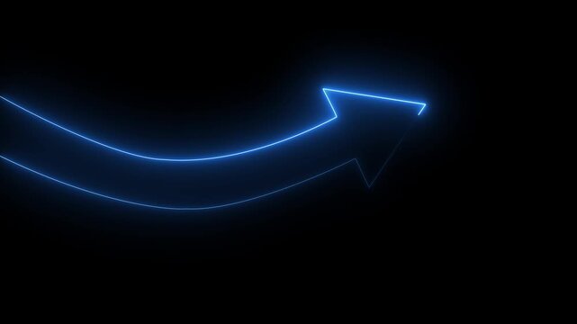Glowing neon Business operational changes. Successful business turnaround and performance recovery. Businessperson tapping a rising arrow.HD video animation.