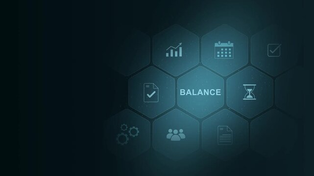 Abstract concept of stability and equilibrium in modern life. digital interface on cyan color background