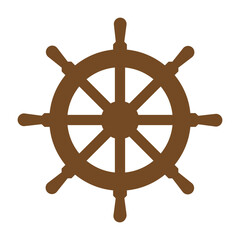 Flat Vector Illustration of a Ship's Wheel &ndash; Nautical Steering Icon Design