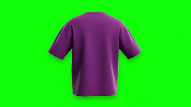 Blank Purple T-Shirt Mockup on Green Screen, Front View