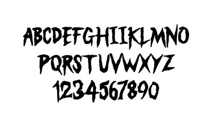 Obraz premium alphabet, doodle funny playful fonts and numbers , PNG fonts and alphabet fonts, numbers and abc cute kindergarten handwriting playful letters. children font and numbers vector illustration