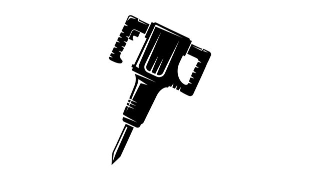 A vector illustration of a black jackhammer on white background. Construction tool