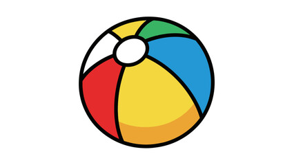 Obraz premium Cartoon illustration of a colorful beach ball with various colored panels
