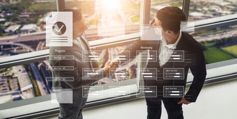 Task management workflow dashboard visualizing to-do lists, ongoing tasks, review status, and...