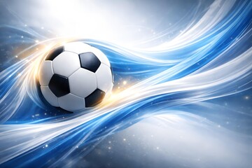 Naklejka premium Abstract Blue Soccer Ball Motion Background world cup 2030
