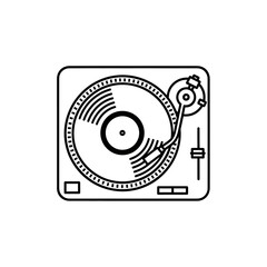 Black and white vector illustration of a turntable or record player