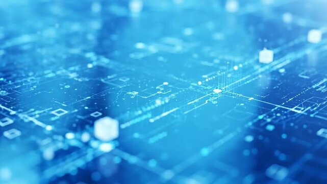 Abstract blue technology background featuring network glow, digital lines and glowing nodes for a futuristic impact.