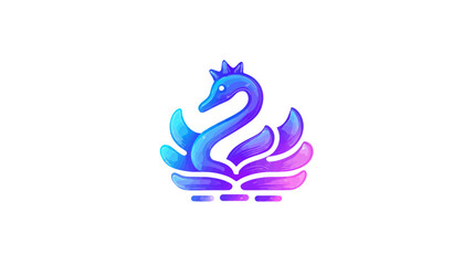 Obraz premium A stylized swan illustration, rendered in vibrant gradient hues, features a crown and ornate wing design