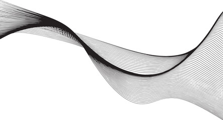 Fototapeta premium Black wavy lines forming a dynamic abstract pattern on a white background