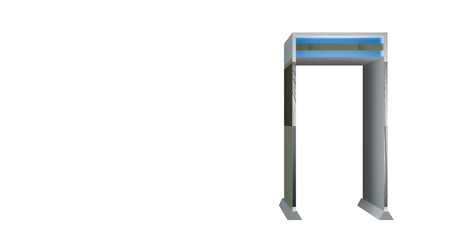 Walkthrough gate metal detector in transparent background