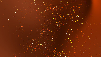 Blurry orange background with small gold particles floating. Suitable for abstract backgrounds,...