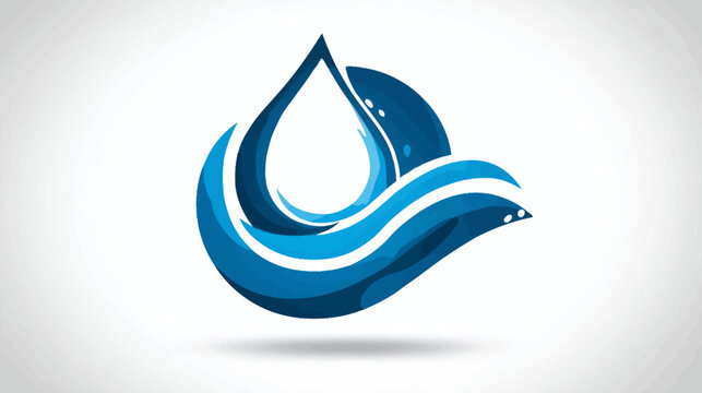 Abstract logo depicting a water droplet and wave elements in shades of blue with a white background