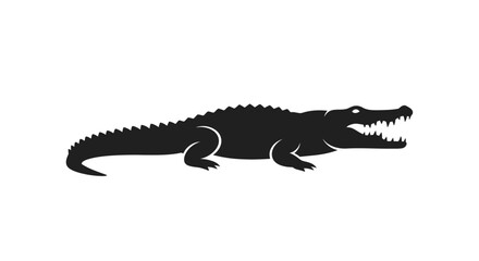 Fototapeta premium Black silhouette of an alligator.