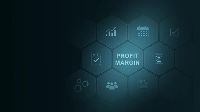 profit margin Lifecycle on Futuristic Radar Technology Background. digital interface on cyan color background