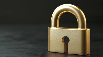 Golden Padlock Symbolizing Data Encryption and Digital Security Technology on a Dark Background
