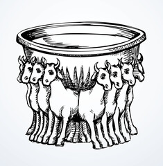 Vector drawing. Model of sea from the temple