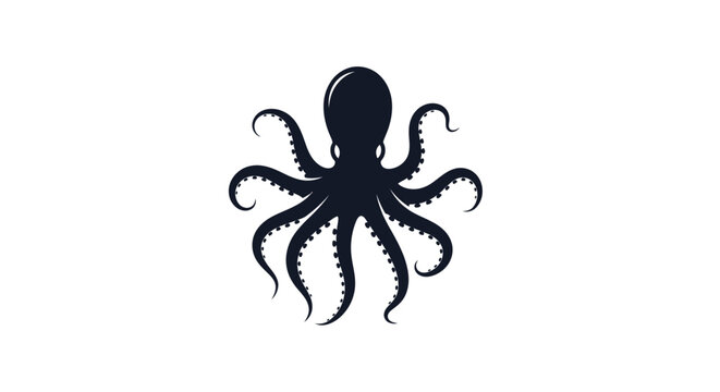 Black octopus with eight tentacles.