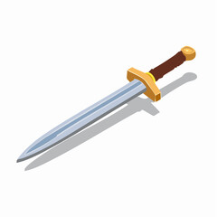 Medieval sword with golden hilt