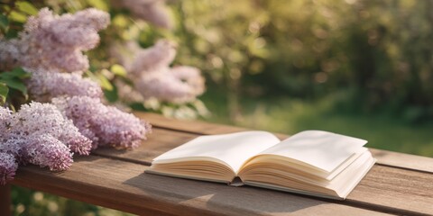 Book is open on a wooden table